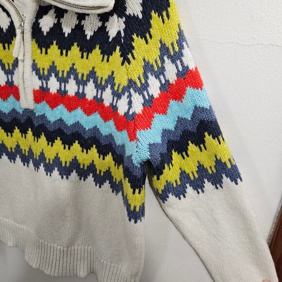 Aerie Fairisle Quarter Zip Chunky Nordic Women's Sweater. Size Medium. - Picture 4 of 6